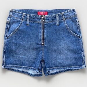 GUESS Y2K Style Front Zipper Denim Shortie Shorts Size 28
